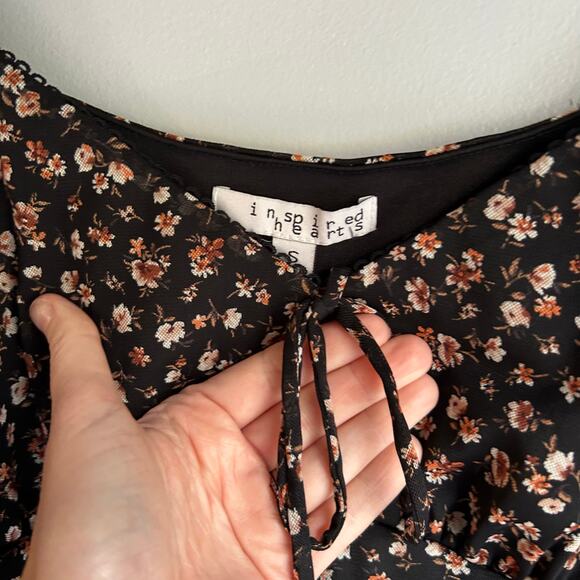 Y2K Womens Babydoll Dark Floral Dress Size Small Sheer Fairy Mesh Witchy 90s‎ - Picture 5 of 7